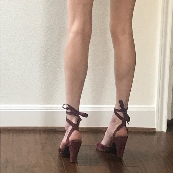 Vintage maroon high heel wrap around sandals size 7.5 - Picture 4 of 4